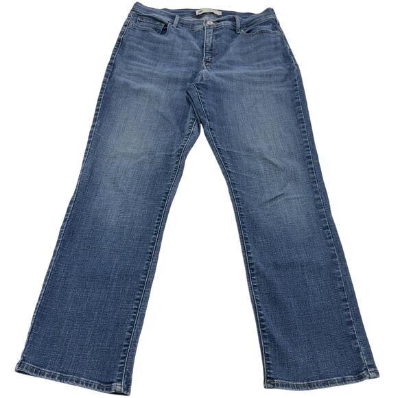 Levis 512 Jeans Womens 14 Blue Straight Leg Perfectly Slimming Stretch Denim - Picture 1 of 8